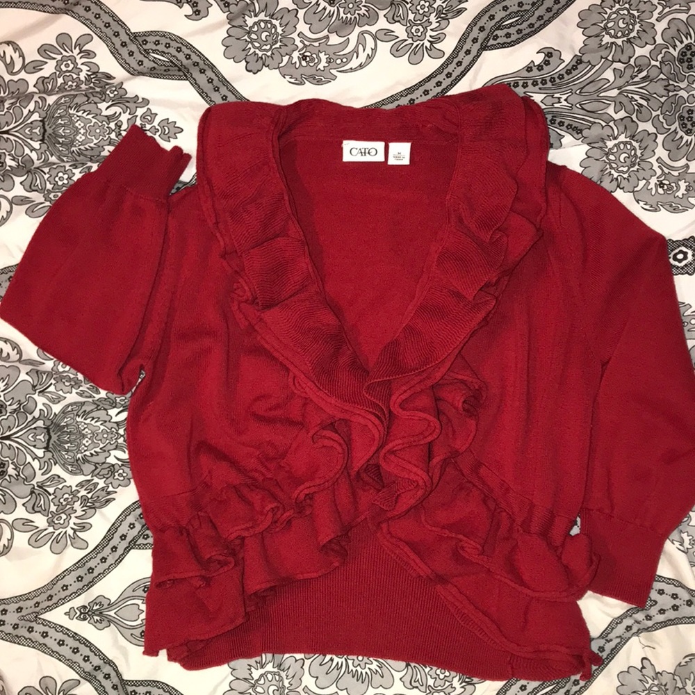 Red shrug sweater